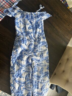 Janie and Jack White Dress with Blue Floral Print